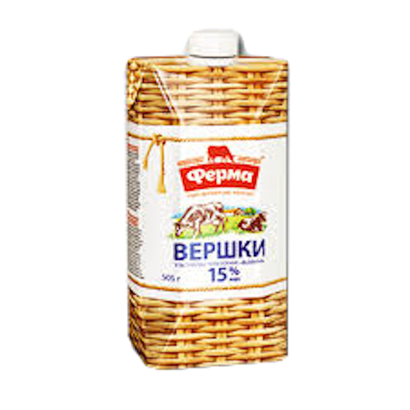 Вершки ФЕРМА ультрапастеризовані 15%, 500г